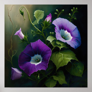 Purple Morning Glory Flower Art Print Poster