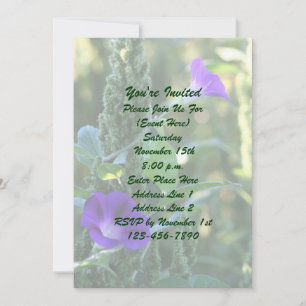 Purple Morning Glory Flowers Party Invitation