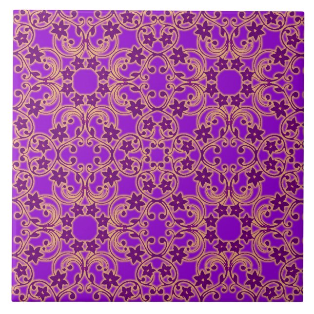 Purple Moroccan Inspired Pattern Large Tile (Front)