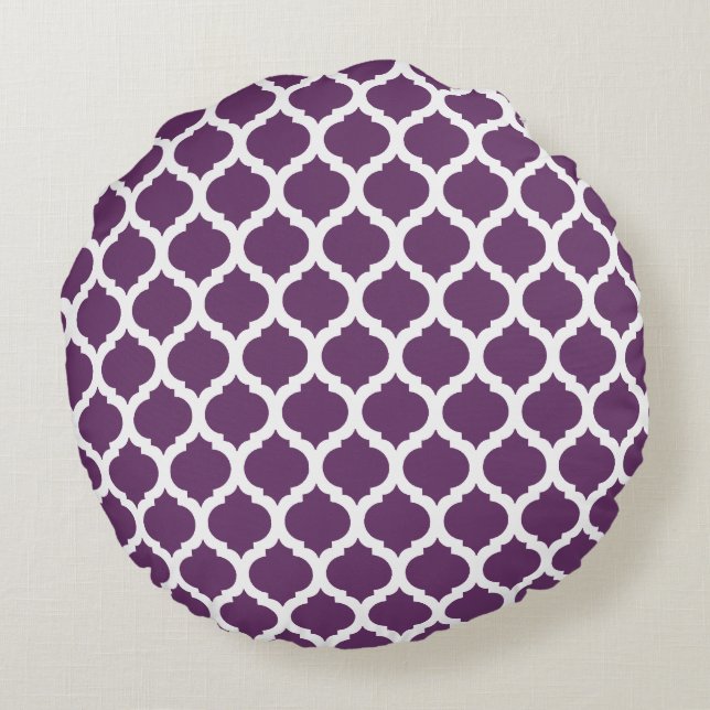 Purple Moroccan Pattern Round Pillows (Back)