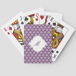 Purple Moroccan Pattern w/ Monogram Playing Cards