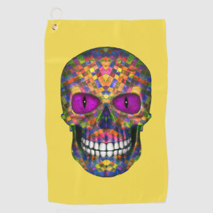 Purple Mosa Sugar Skull Zombie Undead Golf Towels