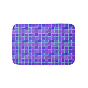 Purple Mosaic Squares Tile Pattern Bath Mat