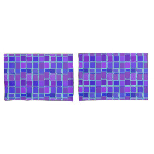 Purple Mosaic Squares Tile Pattern Pillowcase