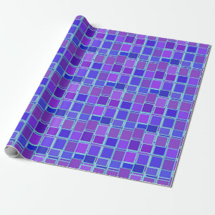 Purple Mosaic Squares Tile Pattern Wrapping Paper