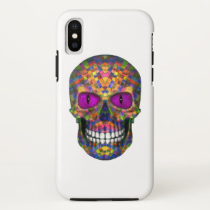 Purple Mosaic Sugar Skull Zombie iPhone X Case