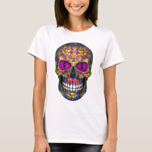 Purple Mosaic Sugar Skull Zombie Undead T-shirt
