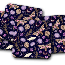 Purple Moth Flower Insect | Elegant Moth Coasters