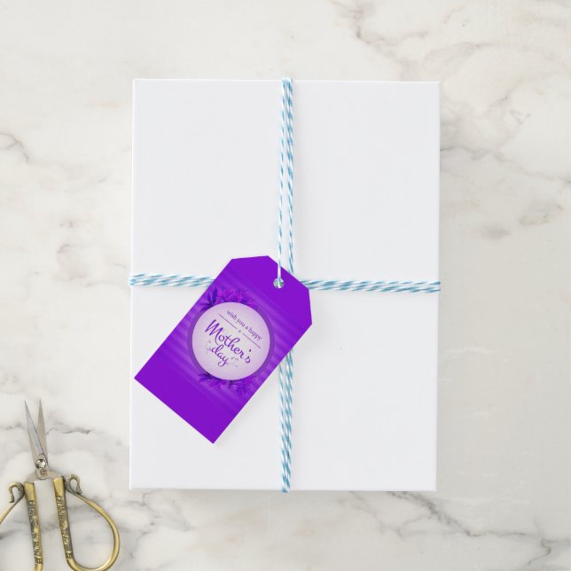 Purple Mother's day pattern Gift Tags (With Twine)