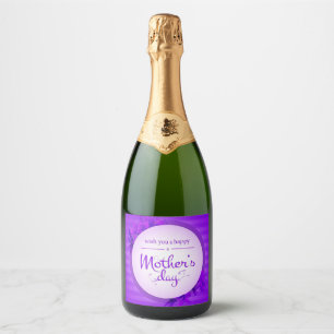 Purple Mother's day pattern Sparkling Wine Label