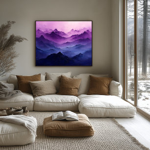 Purple Mountain Layers – Abstract Purple Landscape Poster