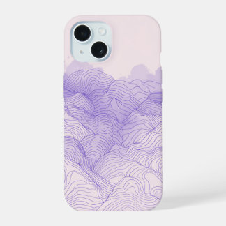 Purple Mountain Range Terrain National Park Contou iPhone 15 Case