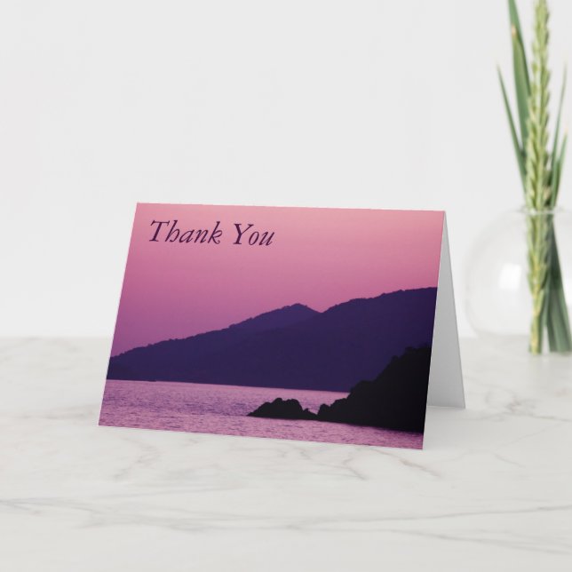purple mountain sunset thank you note card (Front)
