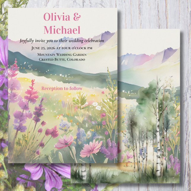 Purple Mountain Wildflowers Wedding Invitation (Creator Uploaded)
