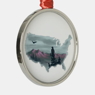 Purple Mountains Across the Land Metal Ornament