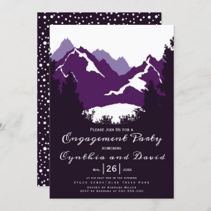 Purple mountains conifers wedding engagement party invitation