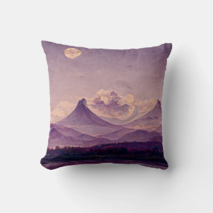 Purple Mountains Landscape Painting Cushion