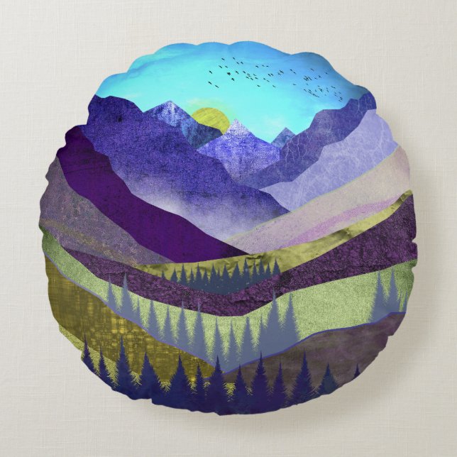 Purple Mountains Majesty Round Cushion (Front)