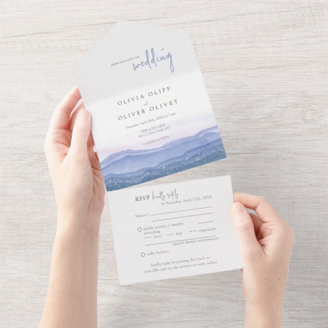 Purple Mountains Wedding  All In One Invitation (Tearaway)
