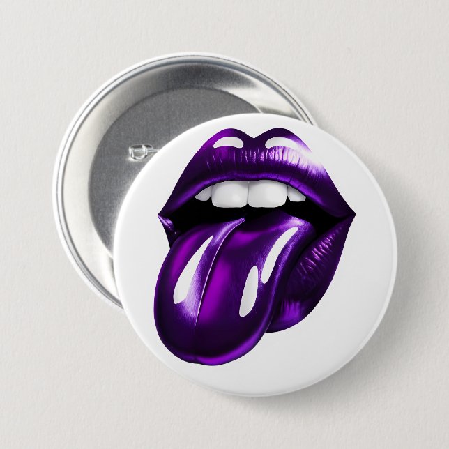Purple mouth 7.5 cm round badge (Front & Back)