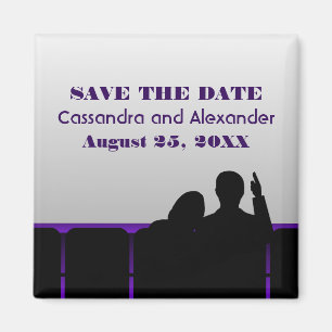 Purple Movie Theatre Save the Date Magnet