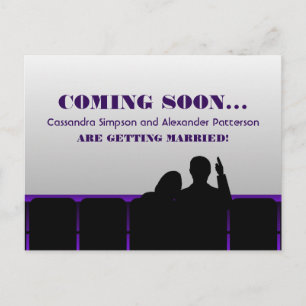 Purple Movie Theatre Save the Date Postcard
