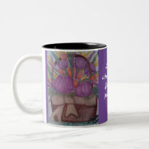 Purple Mug, Purple flowers, Helen Keller Poem