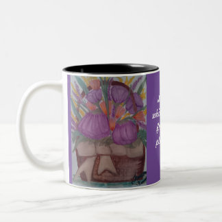 Purple Mug, Purple flowers, Helen Keller Poem Two-Tone Coffee Mug