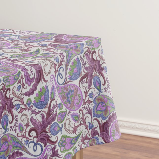 Purple Multi-Colour Floral Paisley Tablecloth (In Situ)