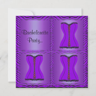 PURPLE MULTI ZEBRA BACHELORETTE PARTY INVITATION