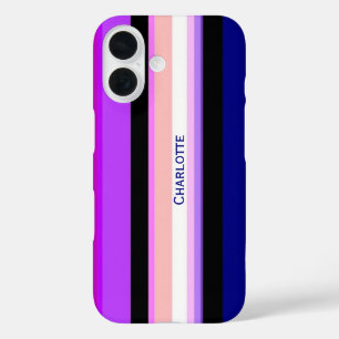 Purple multicolor vertical stripes  iPhone 16 case