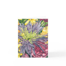 Purple Mum and Daisies Note Card