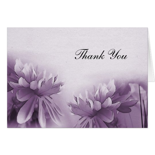 Purple Mums Notecard - Thank You