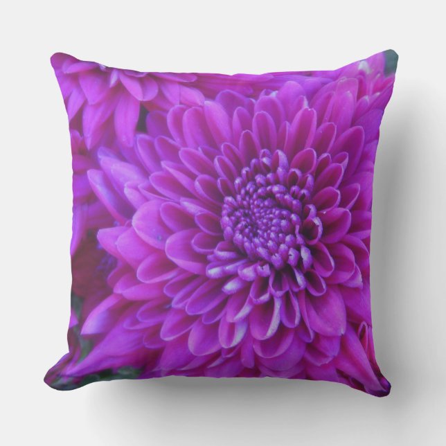 Purple Mums Outdoor Accent Pillow (Front)