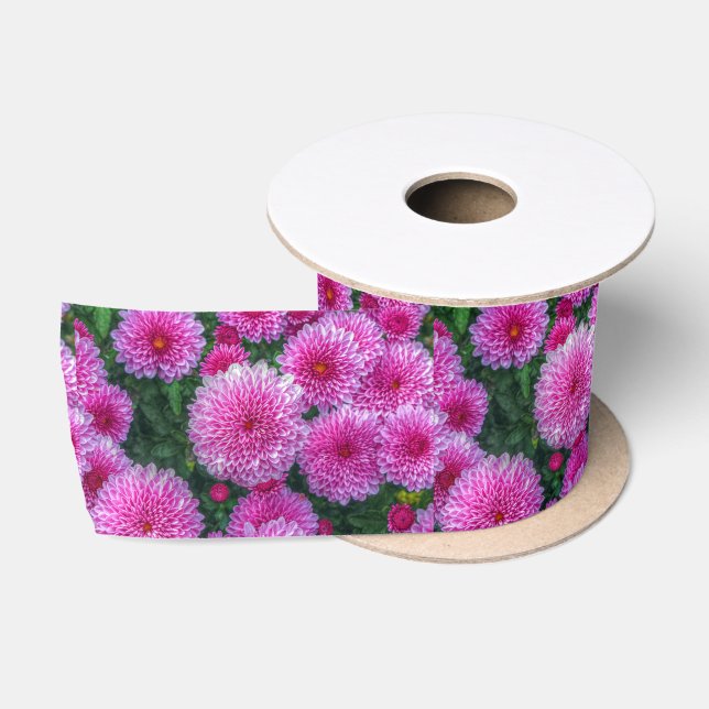 Purple Mums Satin Ribbon (Spool)
