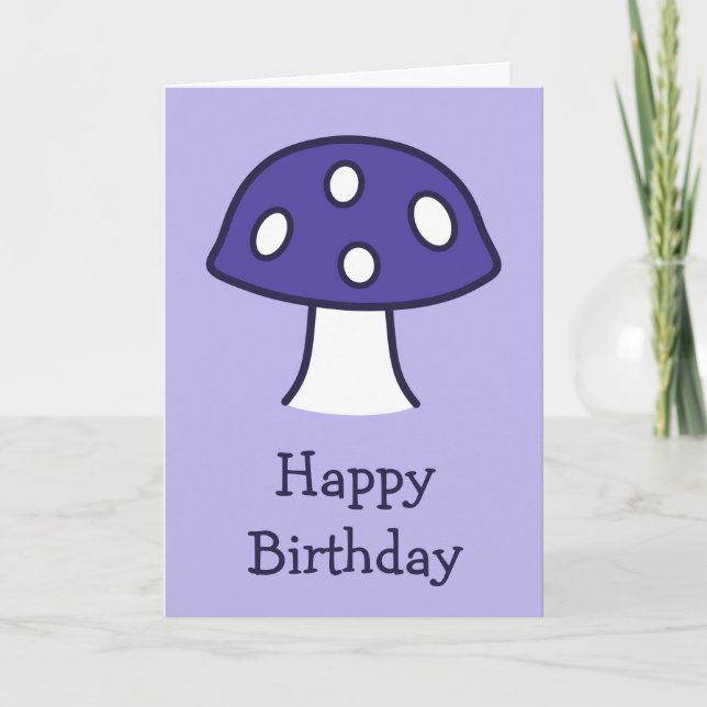 Purple Mushroom Birthday Card (Front)