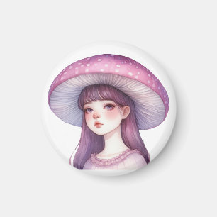 Purple Mushroom Girl Magnet