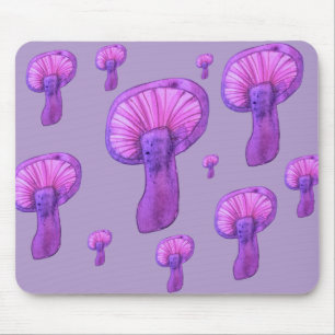 Purple mushroom party mouse pad
