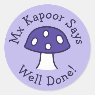 Purple Mushroom Well Done Stickers