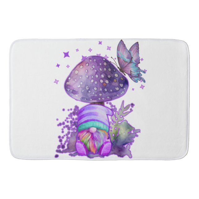 purple mushroom with gnome bath mat (Front)