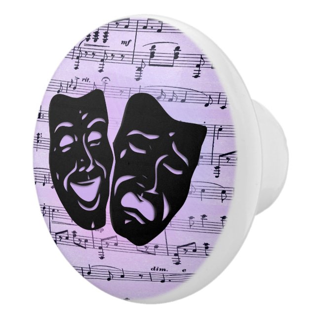 Purple Music and Theatre Masks Ceramic Knob (Right)