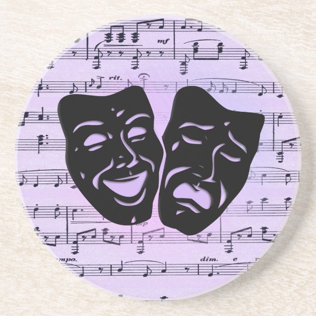 Purple Music and Theatre Masks Coaster (Front)