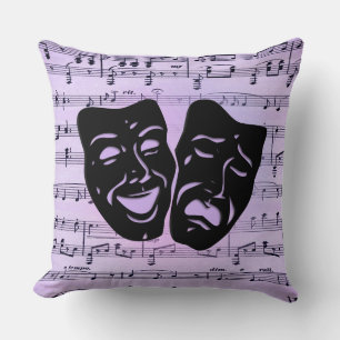 Purple Music and Theatre Masks Cushion