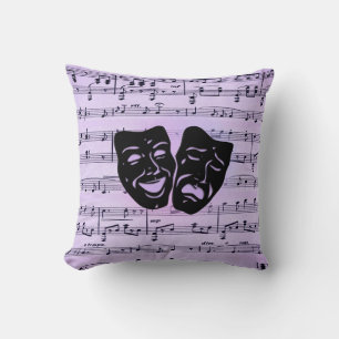 Purple Music and Theatre Masks Cushion