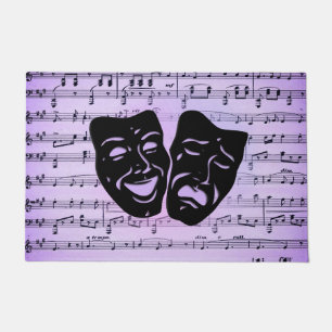 Purple Music and Theatre Masks Doormat