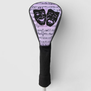 Purple Music and Theatre Masks Golf Head Cover