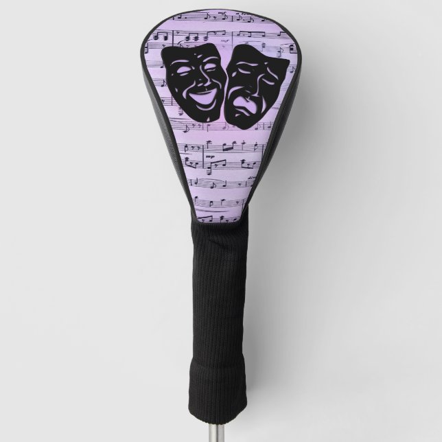 Purple Music and Theatre Masks Golf Head Cover (Front)
