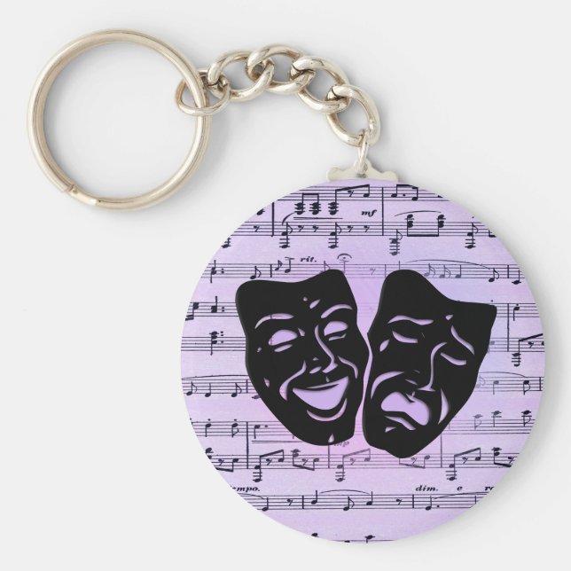 Purple Music and Theatre Masks Key Ring (Front)