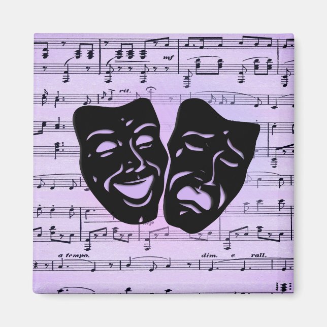 Purple Music and Theatre Masks Magnet (Front)