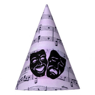 Purple Music and Theatre Masks Party Hat